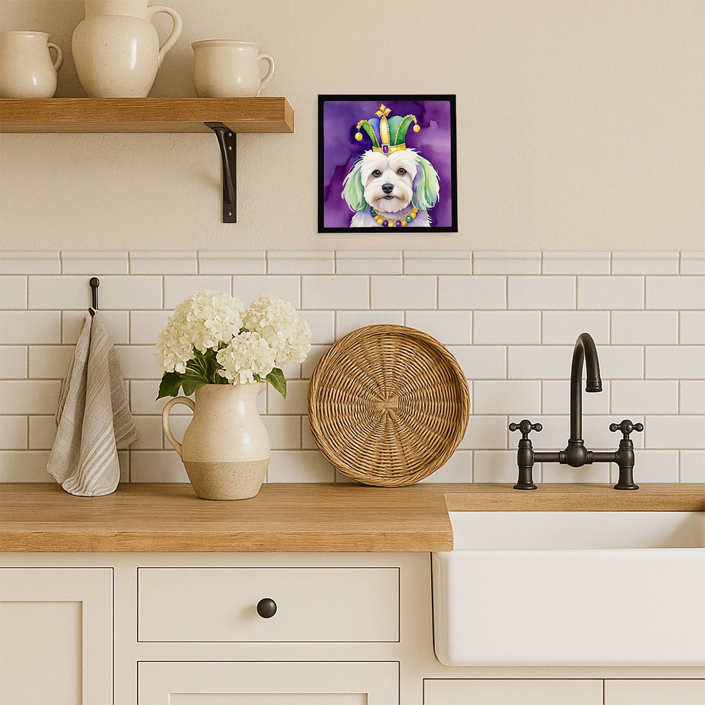 Coton de Tulear King of Mardi Gras Framed Metal Print
