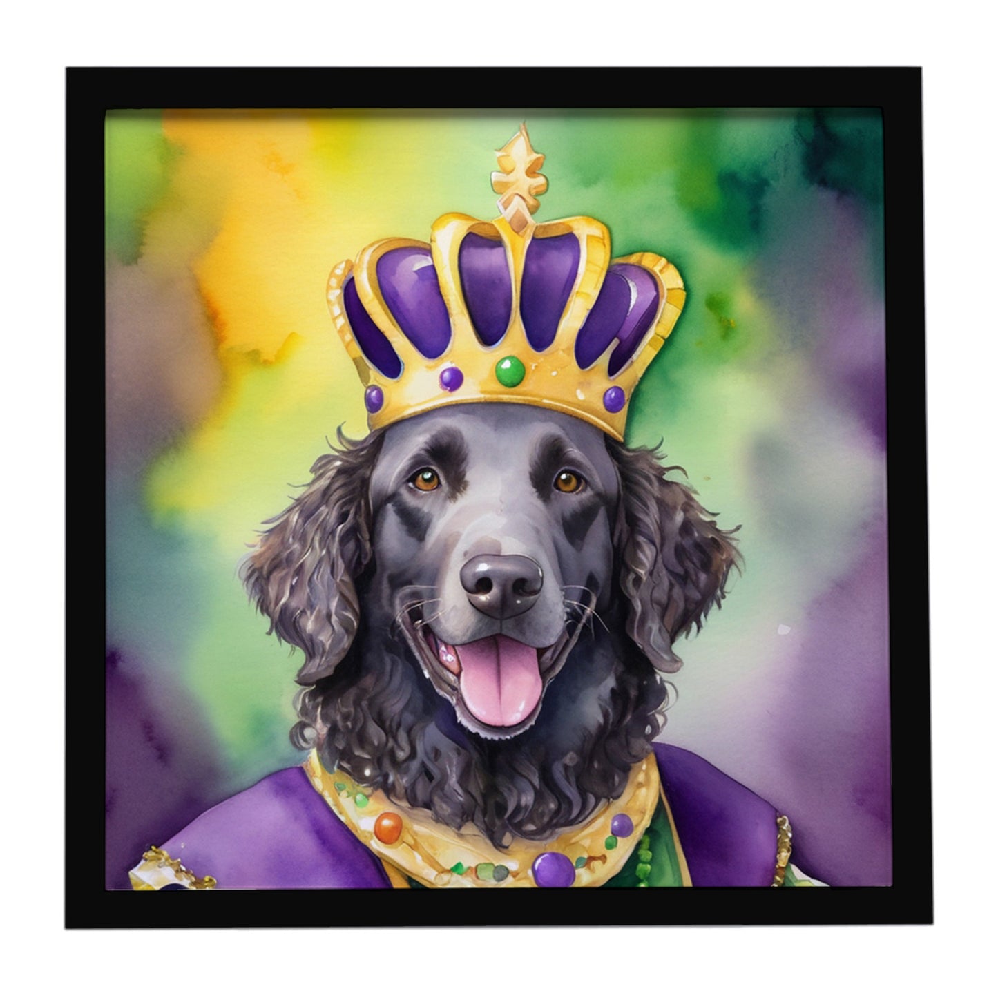 Buy this Curly-Coated Retriever King of Mardi Gras Framed Metal Print