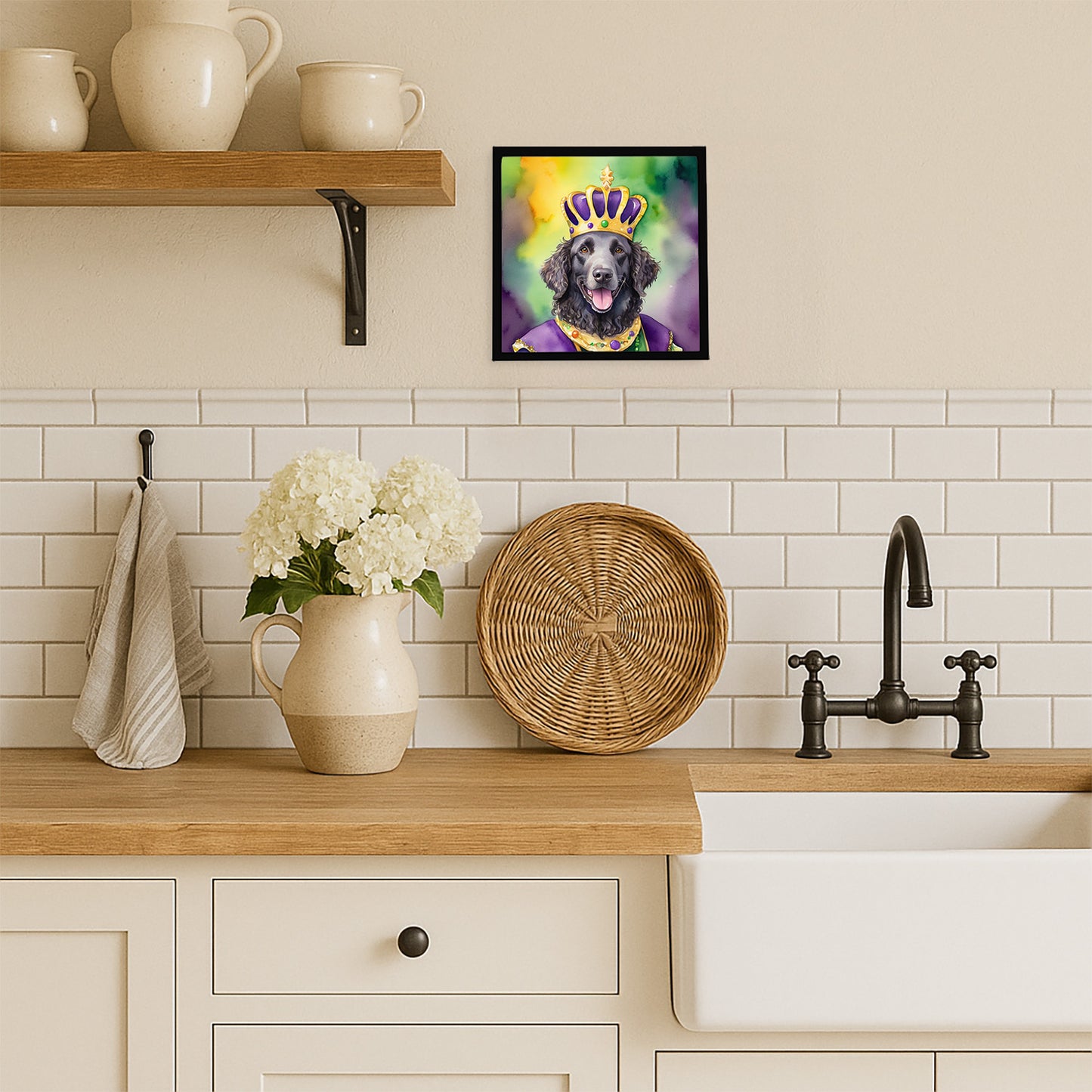 Curly-Coated Retriever King of Mardi Gras Framed Metal Print