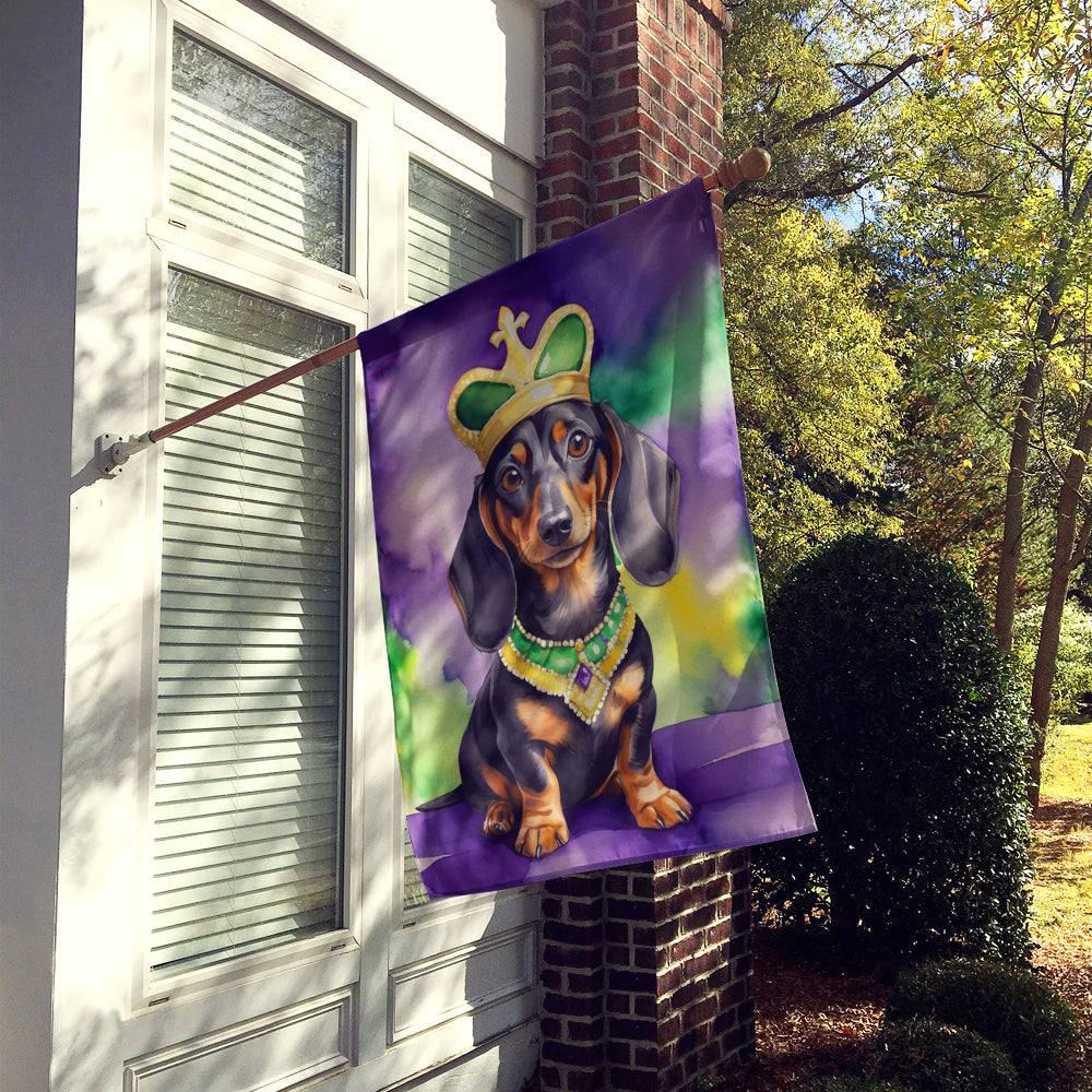 Dachshund King of Mardi Gras House Flag