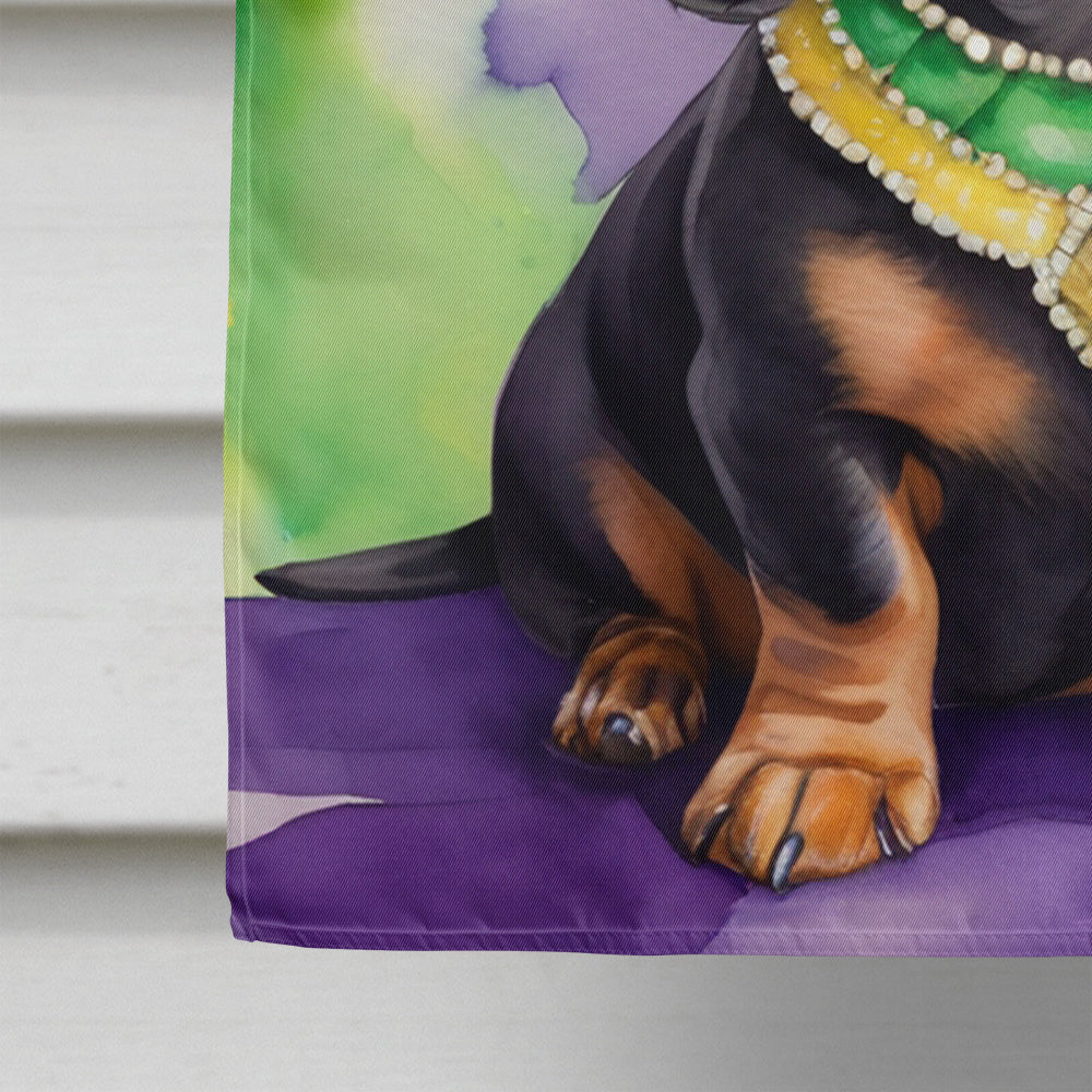 Dachshund King of Mardi Gras House Flag