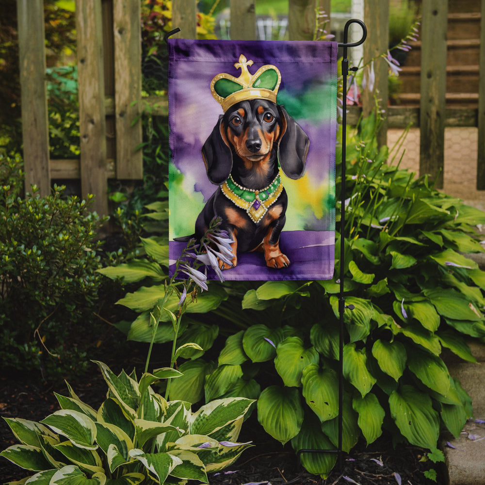 Dachshund King of Mardi Gras Garden Flag