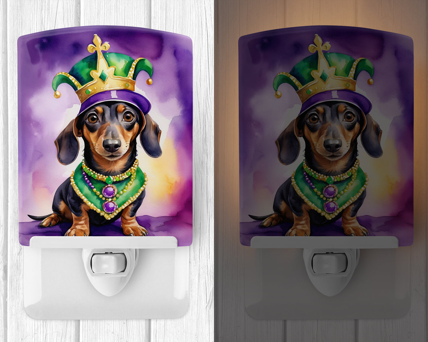 Dachshund King of Mardi Gras Ceramic Night Light