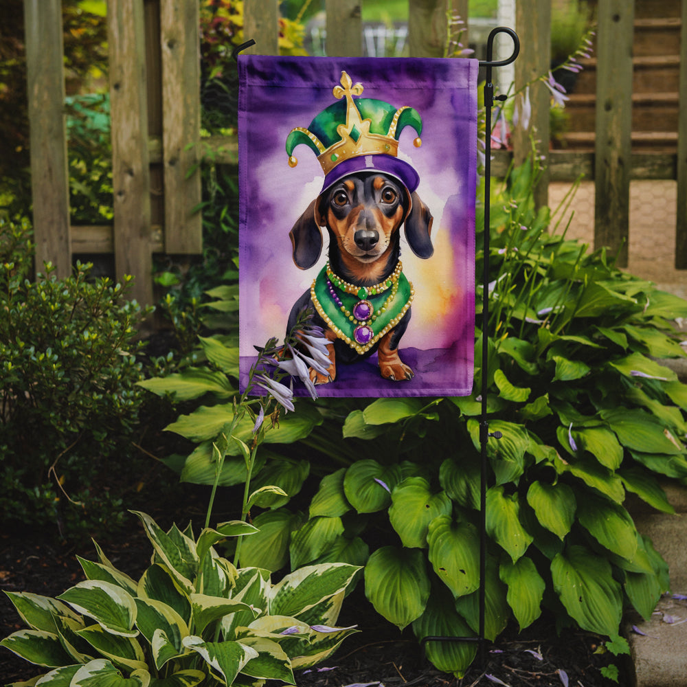 Dachshund King of Mardi Gras Garden Flag