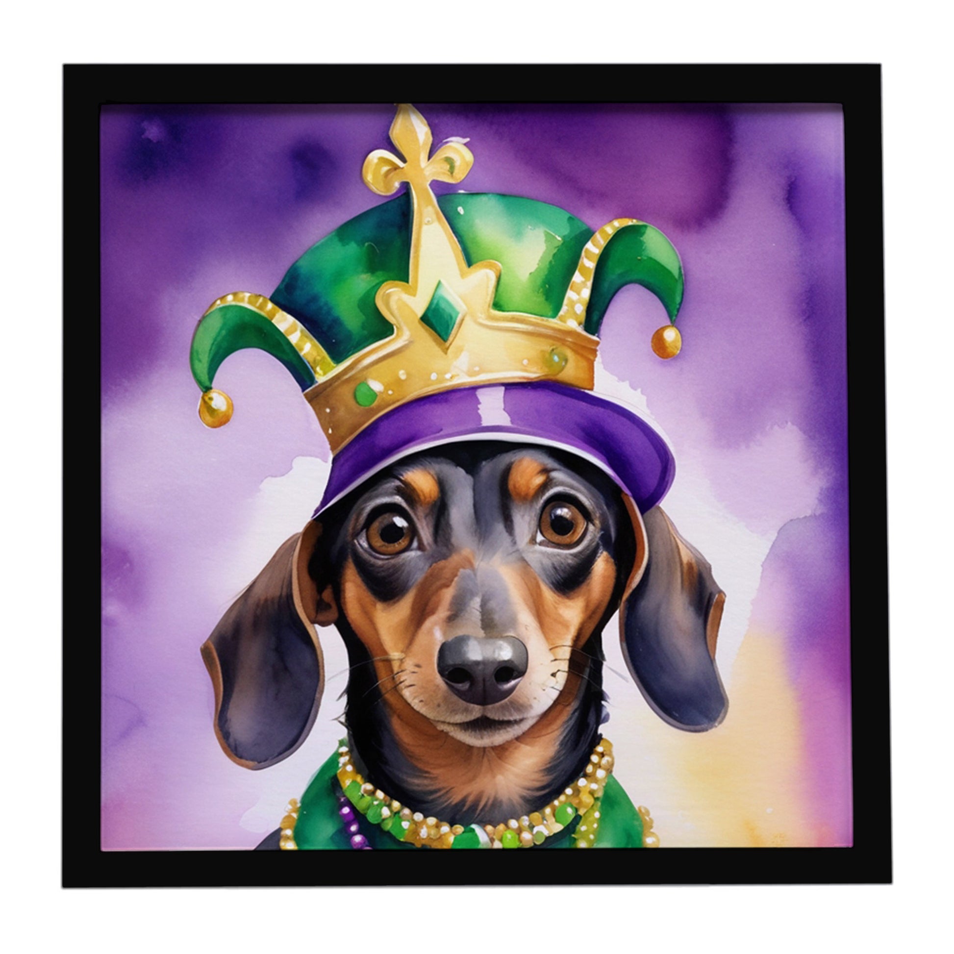 Buy this Dachshund King of Mardi Gras Framed Metal Print