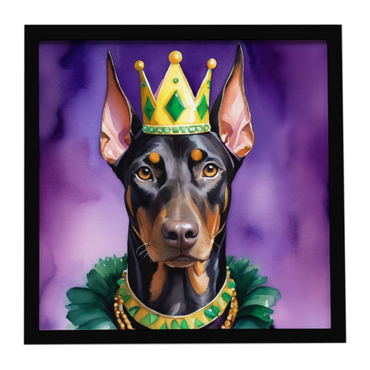 Buy this Doberman Pinscher King of Mardi Gras Framed Metal Print