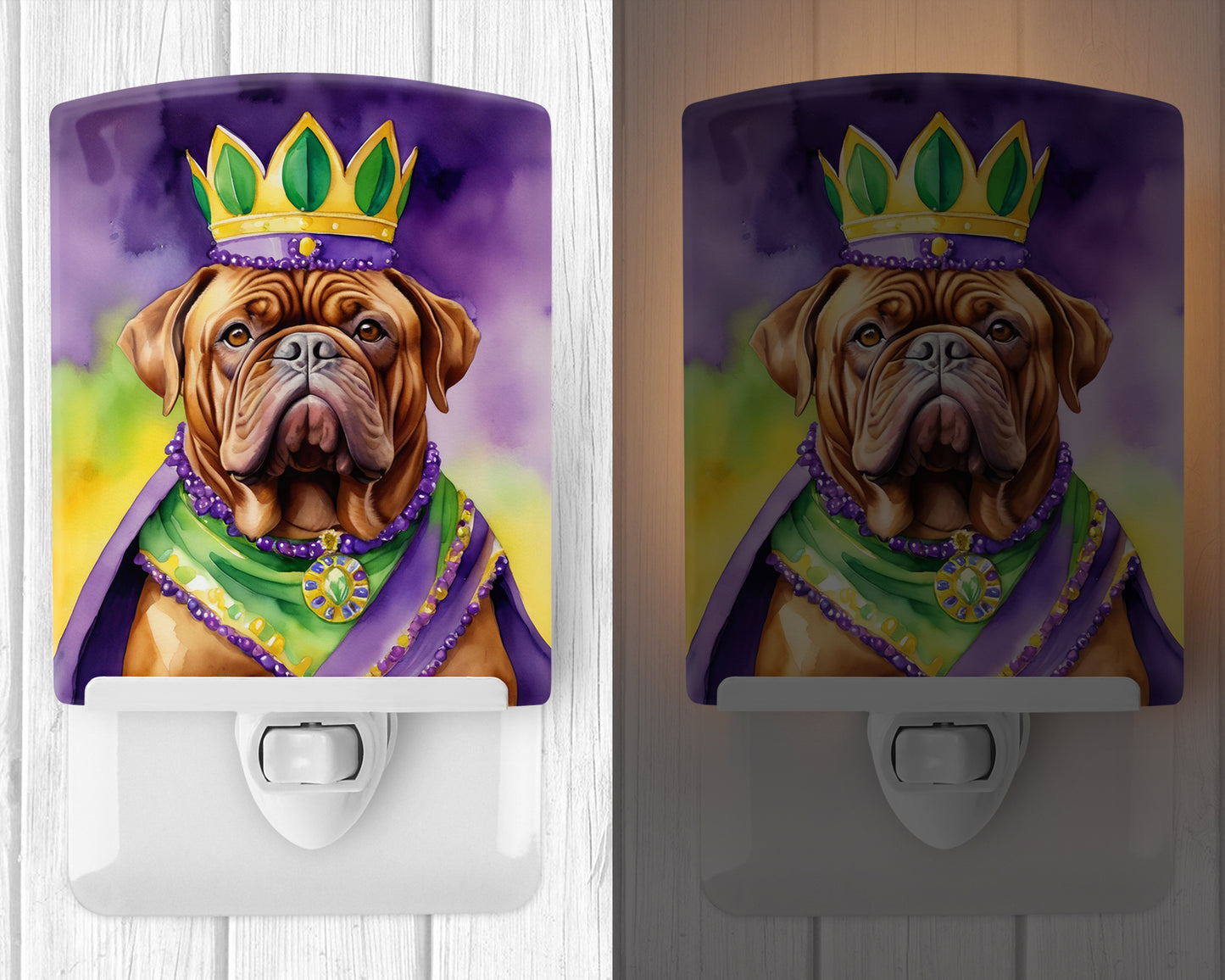 Dogue de Bordeaux King of Mardi Gras Ceramic Night Light