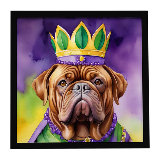 Buy this Dogue de Bordeaux King of Mardi Gras Framed Metal Print