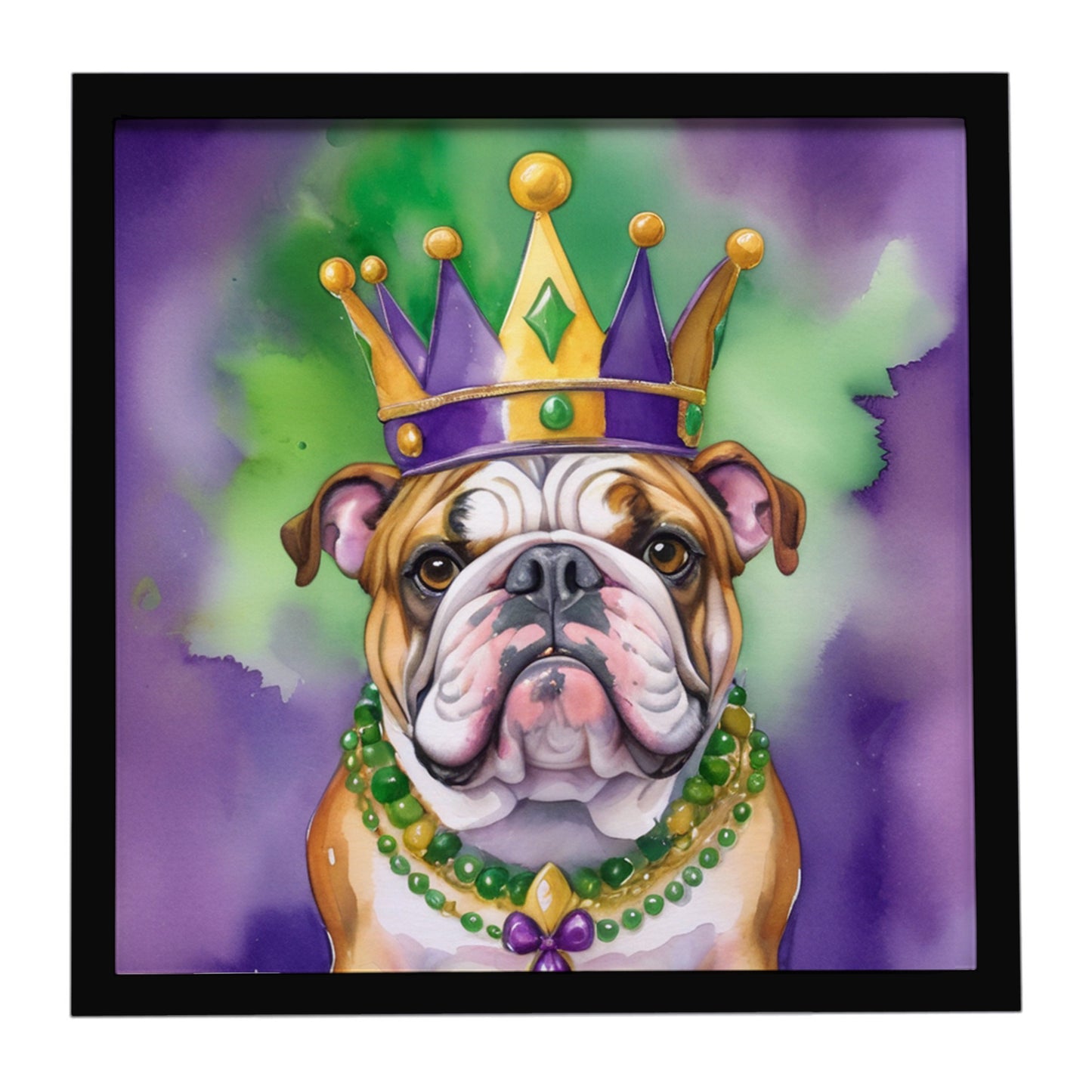 Buy this English Bulldog King of Mardi Gras Framed Metal Print