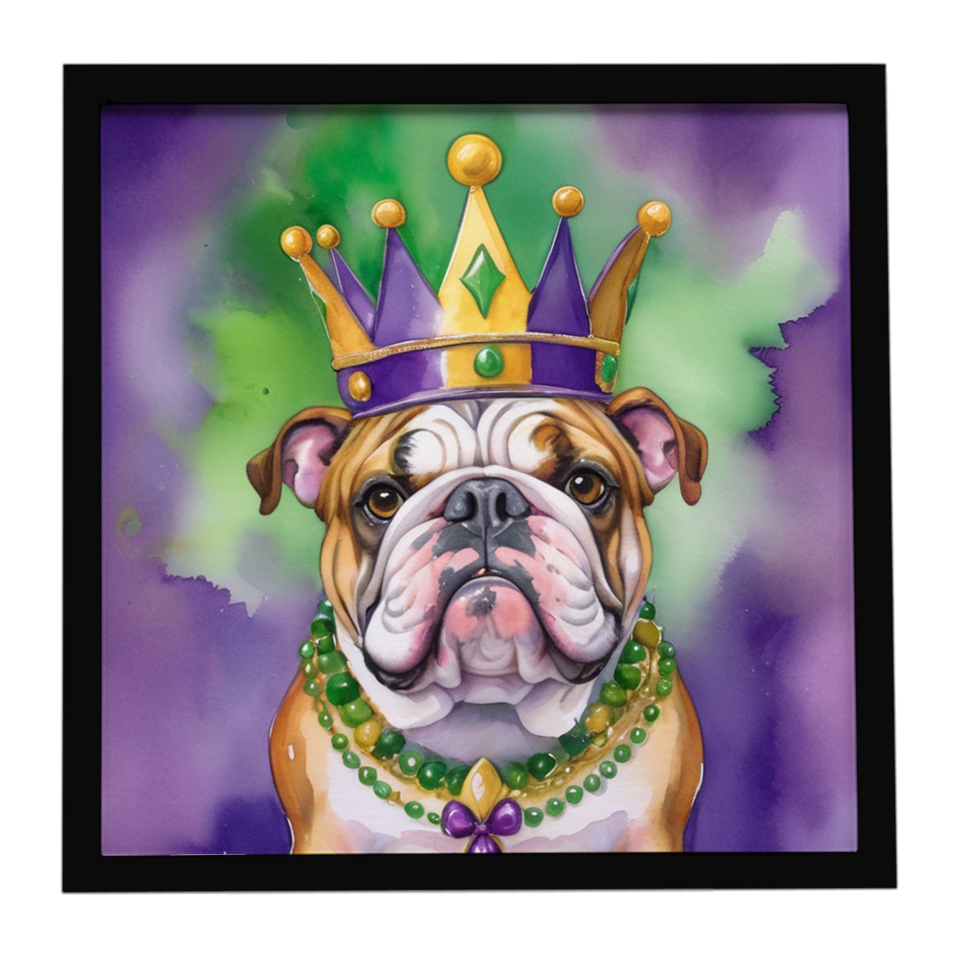 Buy this English Bulldog King of Mardi Gras Framed Metal Print