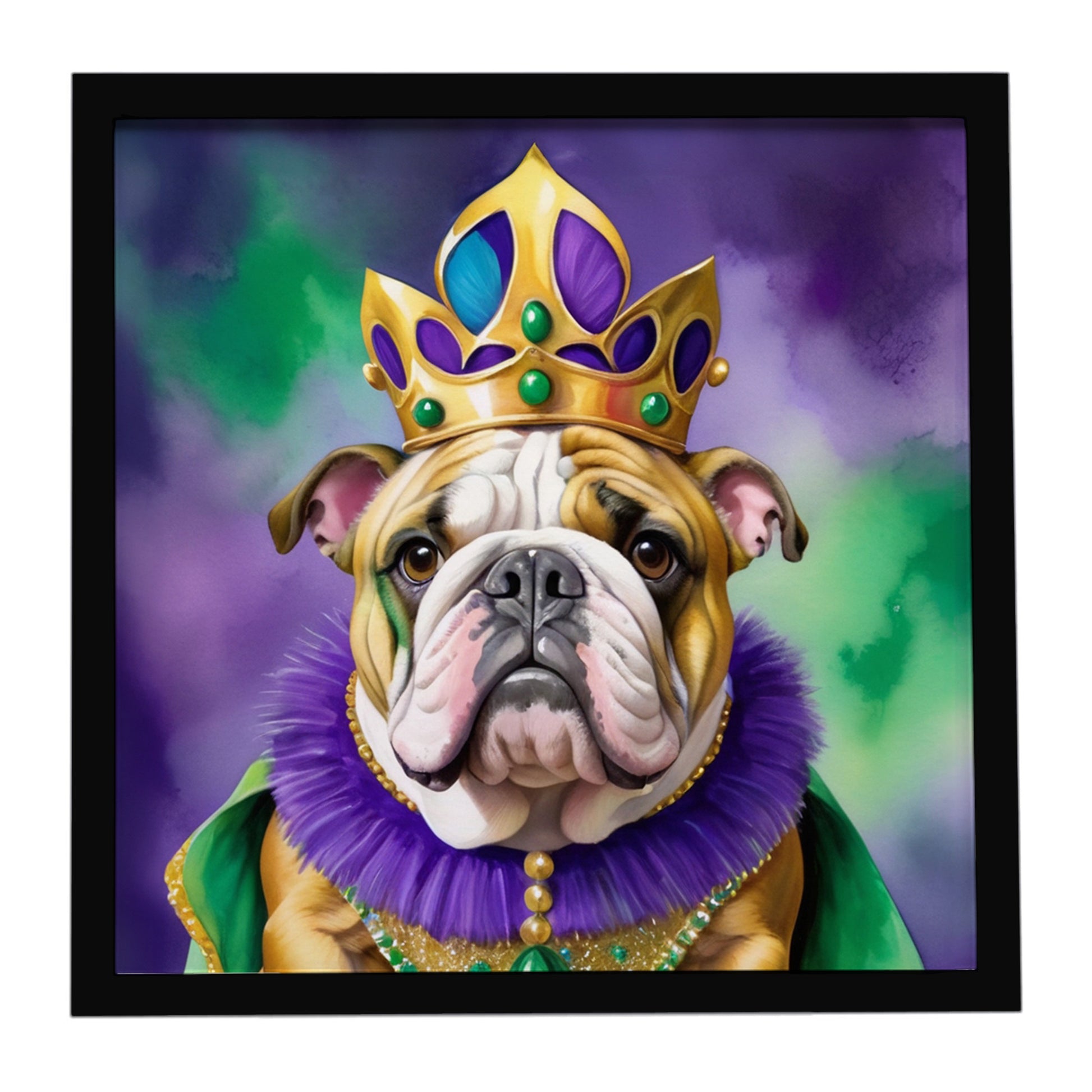 Buy this English Bulldog King of Mardi Gras Framed Metal Print