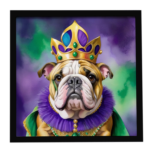 Buy this English Bulldog King of Mardi Gras Framed Metal Print
