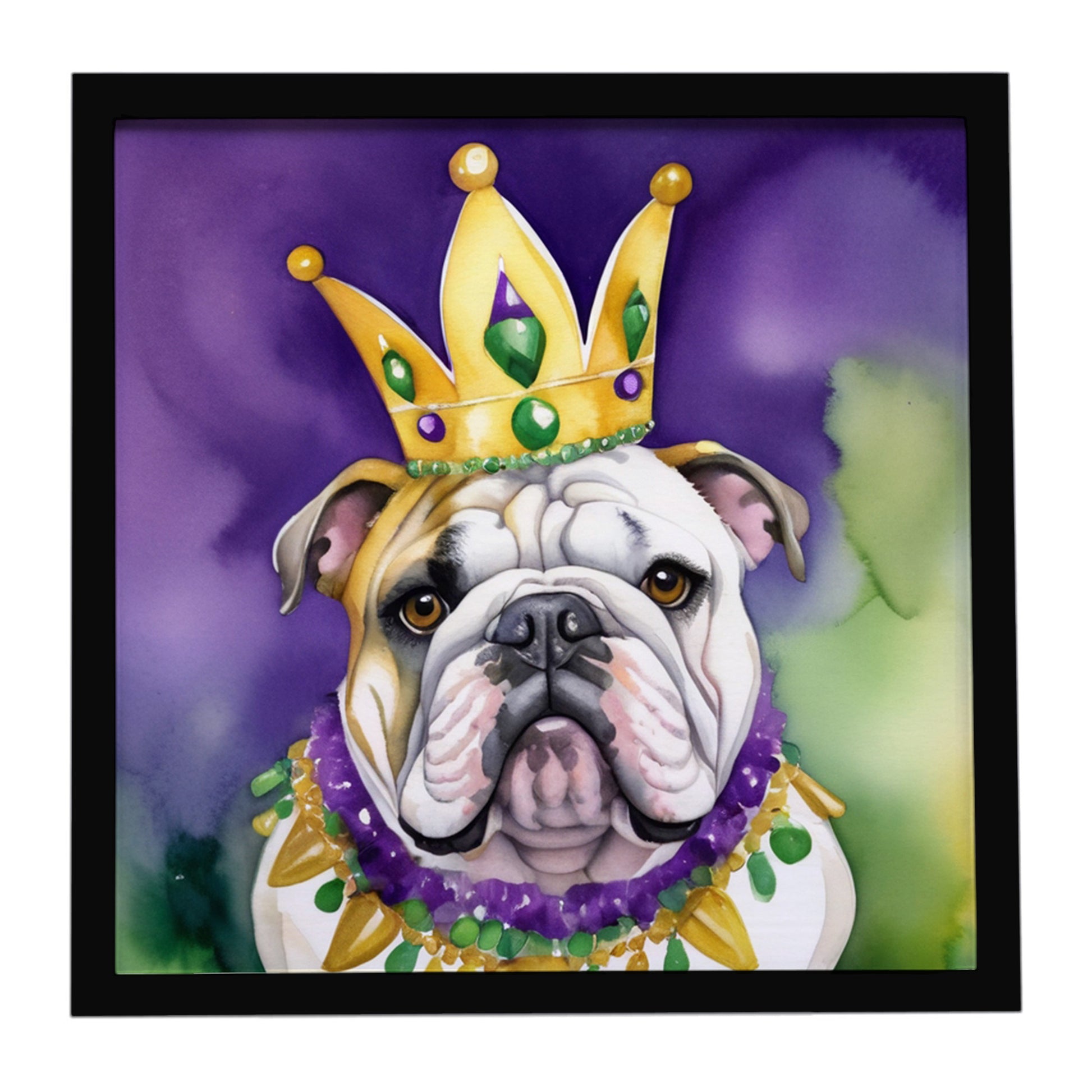 Buy this English Bulldog King of Mardi Gras Framed Metal Print