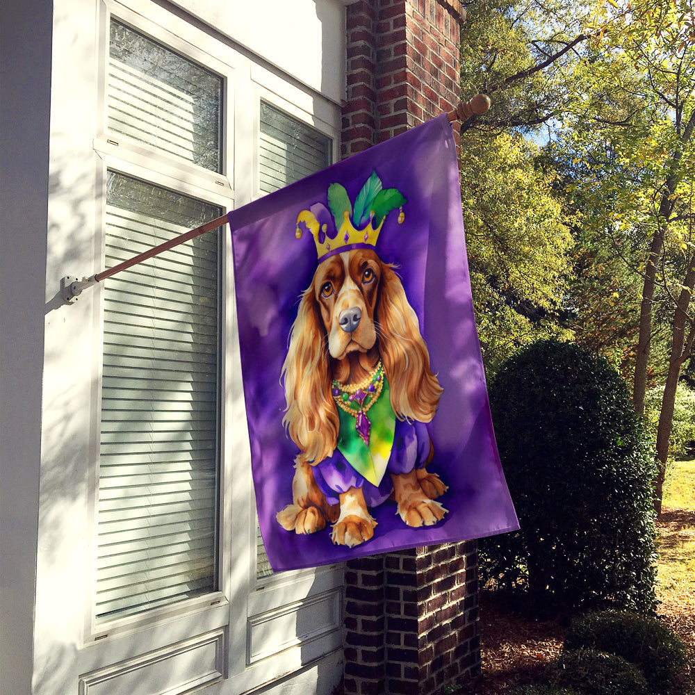 English Cocker Spaniel King of Mardi Gras House Flag