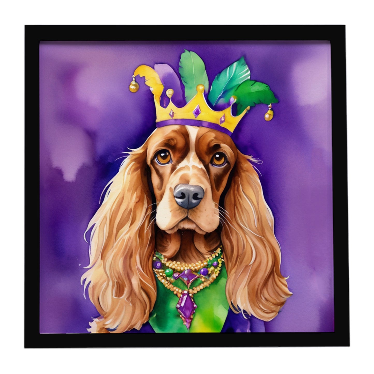 Buy this English Cocker Spaniel King of Mardi Gras Framed Metal Print