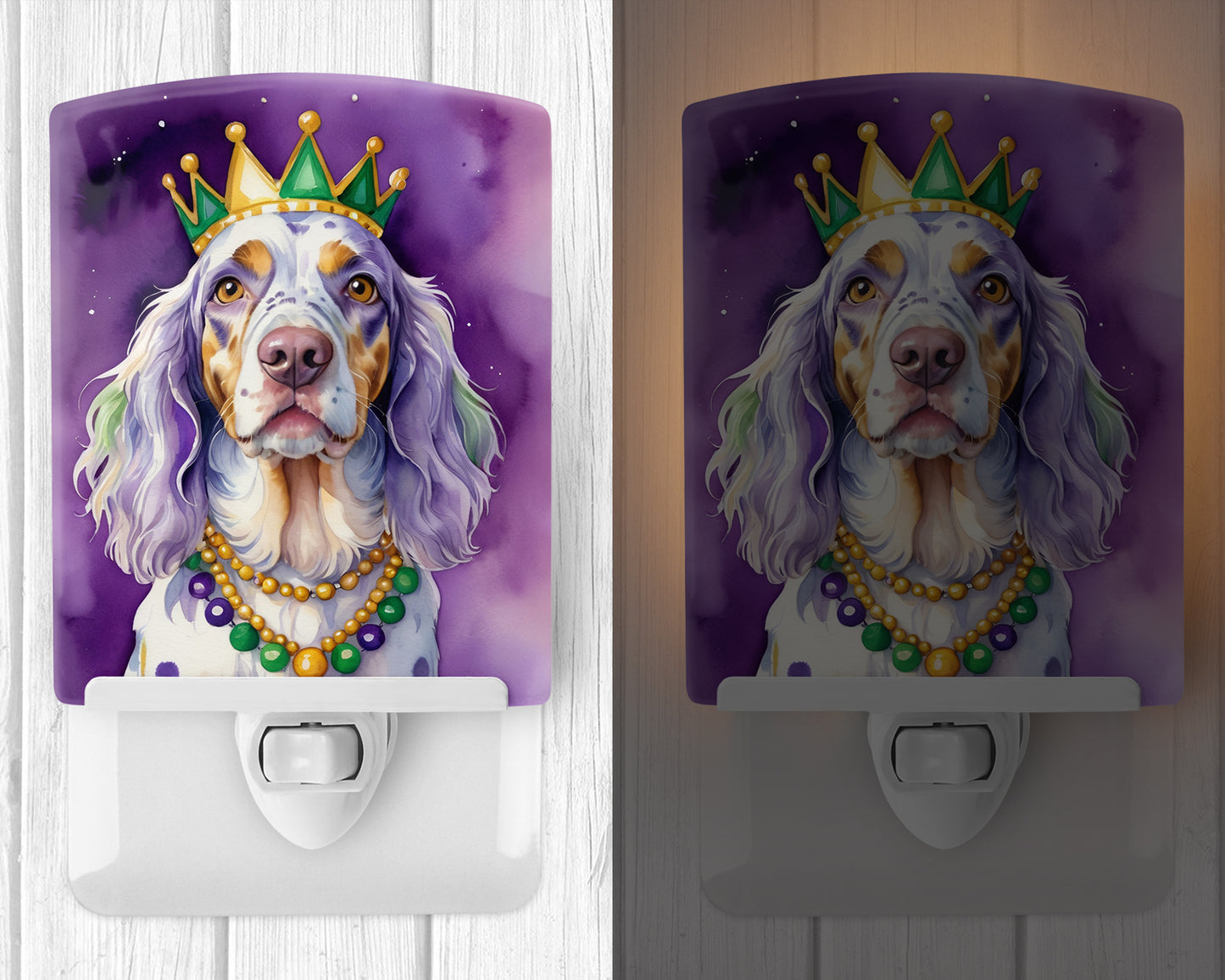 English Setter King of Mardi Gras Ceramic Night Light