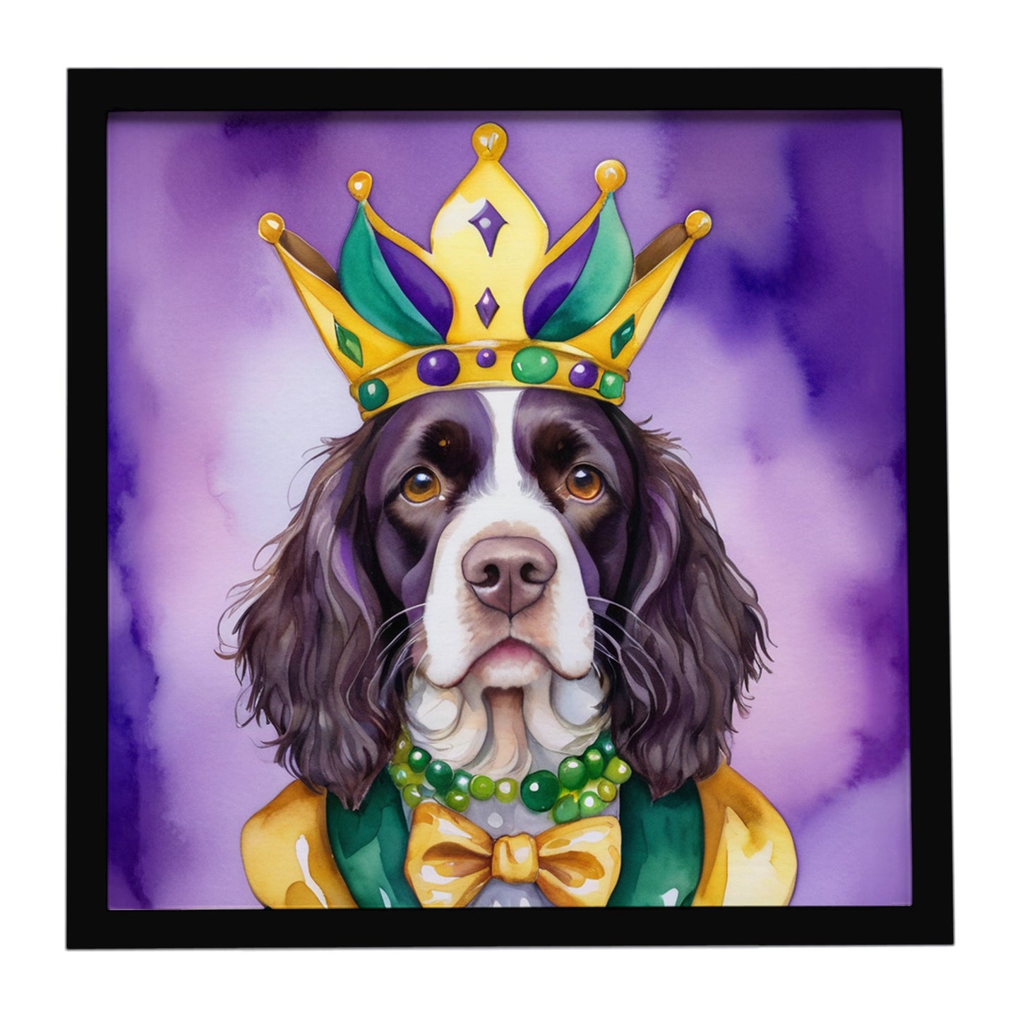 Buy this English Springer Spaniel King of Mardi Gras Framed Metal Print