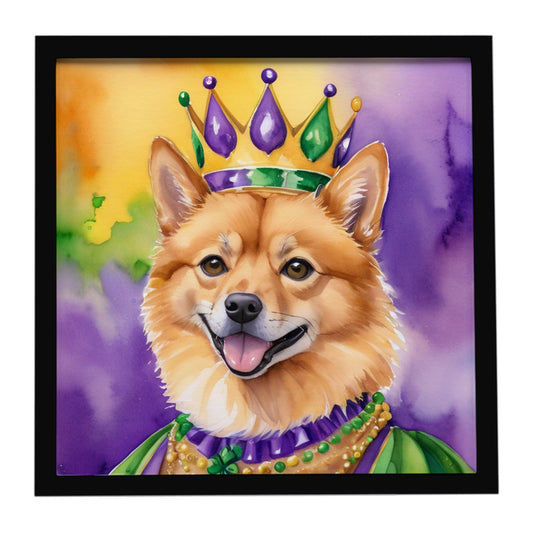 Buy this Finnish Spitz King of Mardi Gras Framed Metal Print
