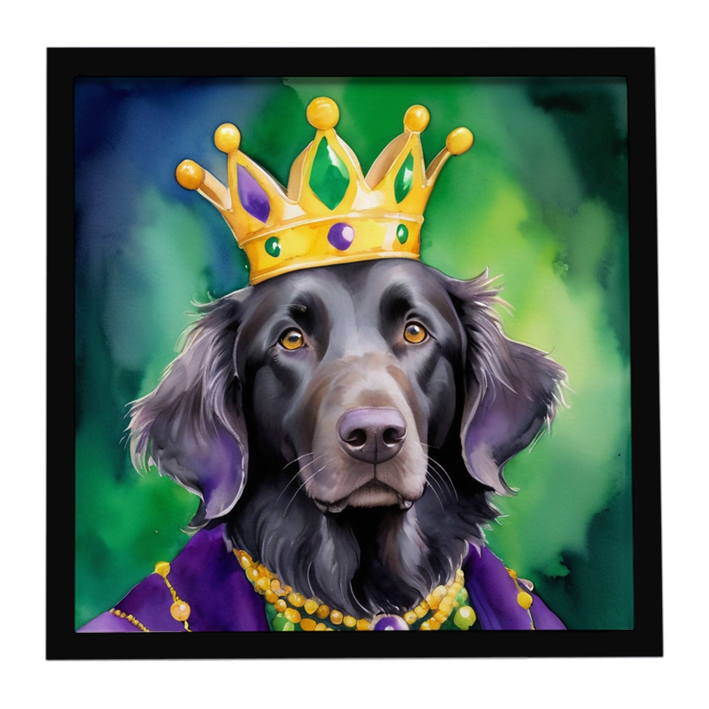 Buy this Flat-Coated Retriever King of Mardi Gras Framed Metal Print