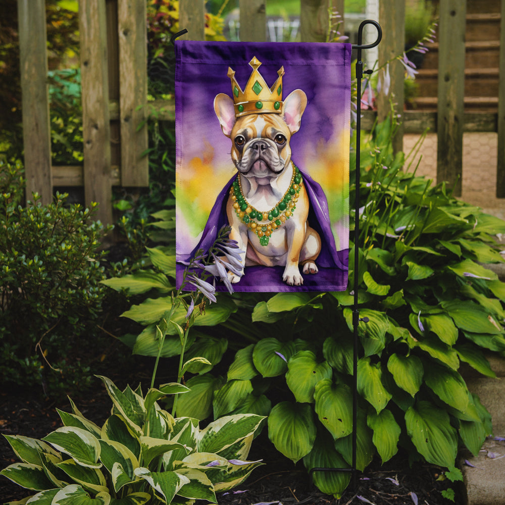 French Bulldog King of Mardi Gras Garden Flag