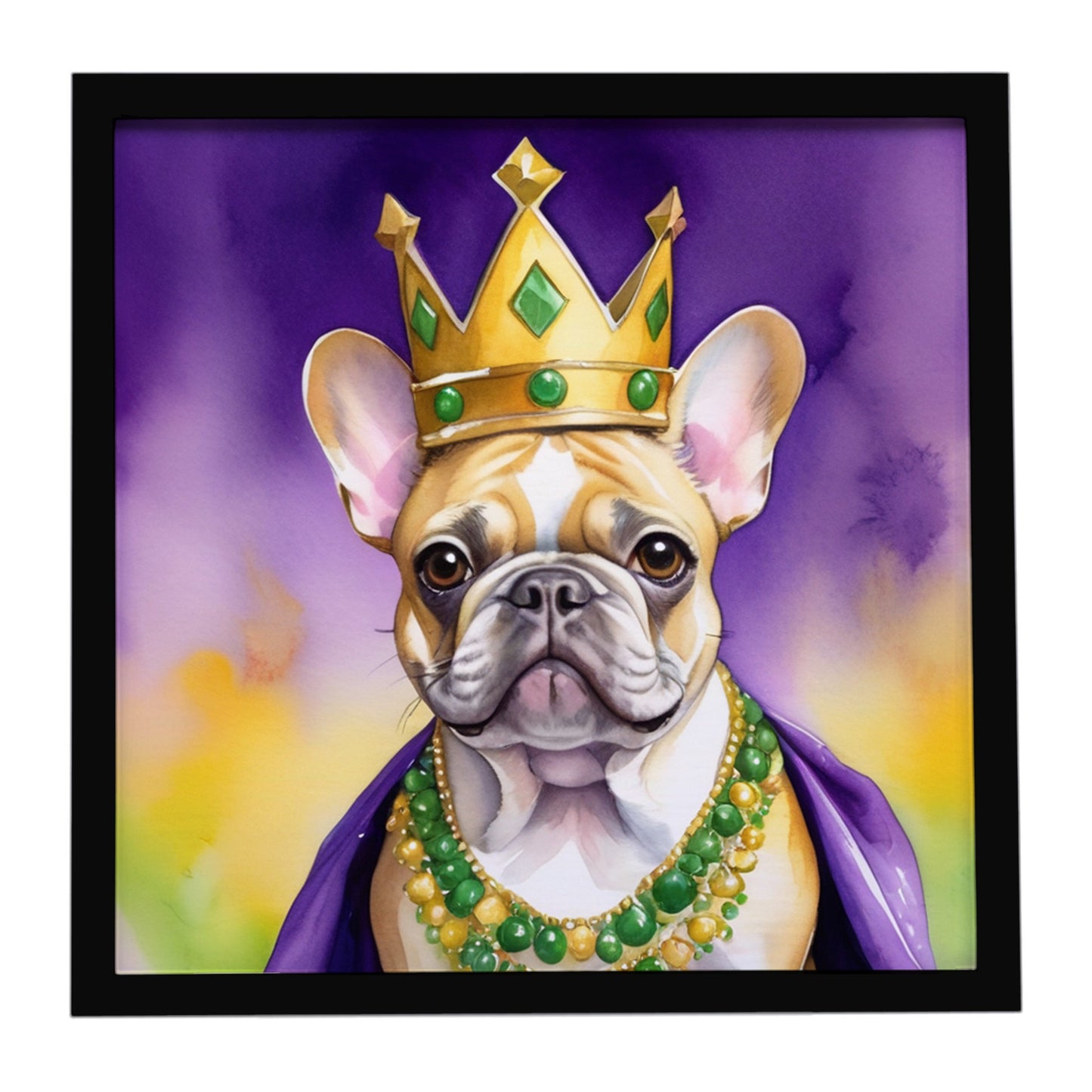 Buy this French Bulldog King of Mardi Gras Framed Metal Print