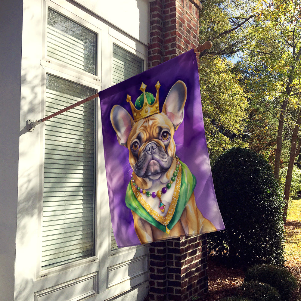 French Bulldog King of Mardi Gras House Flag