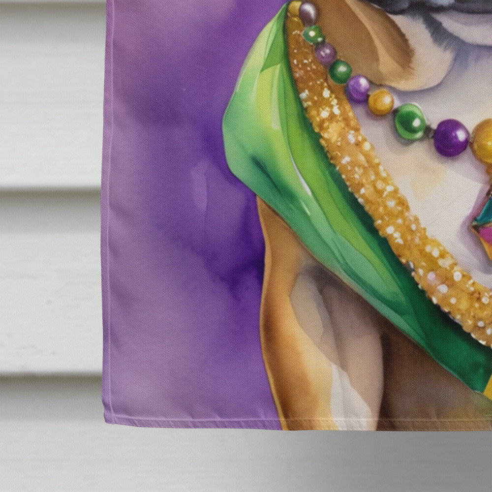 French Bulldog King of Mardi Gras House Flag