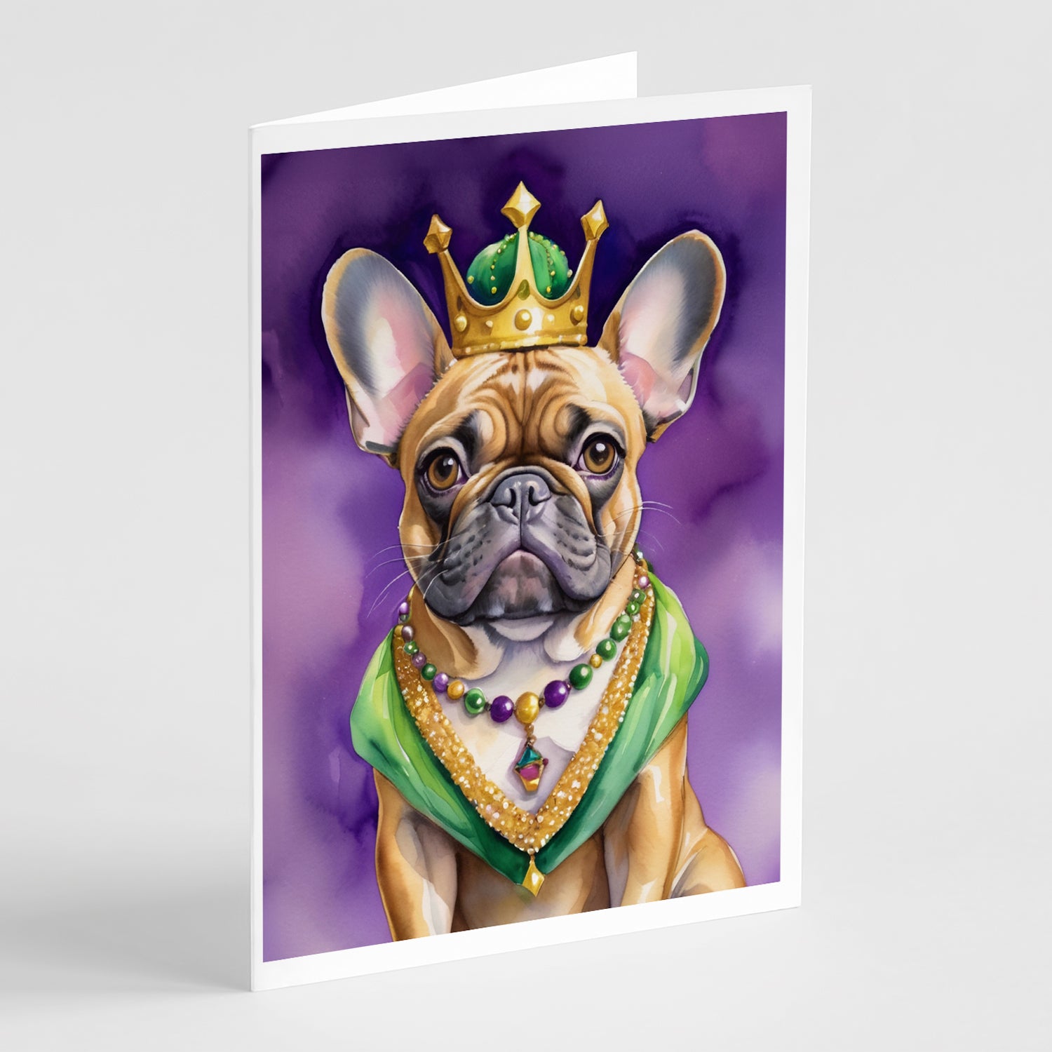 Buy this French Bulldog King of Mardi Gras Greeting Cards Pack of 8