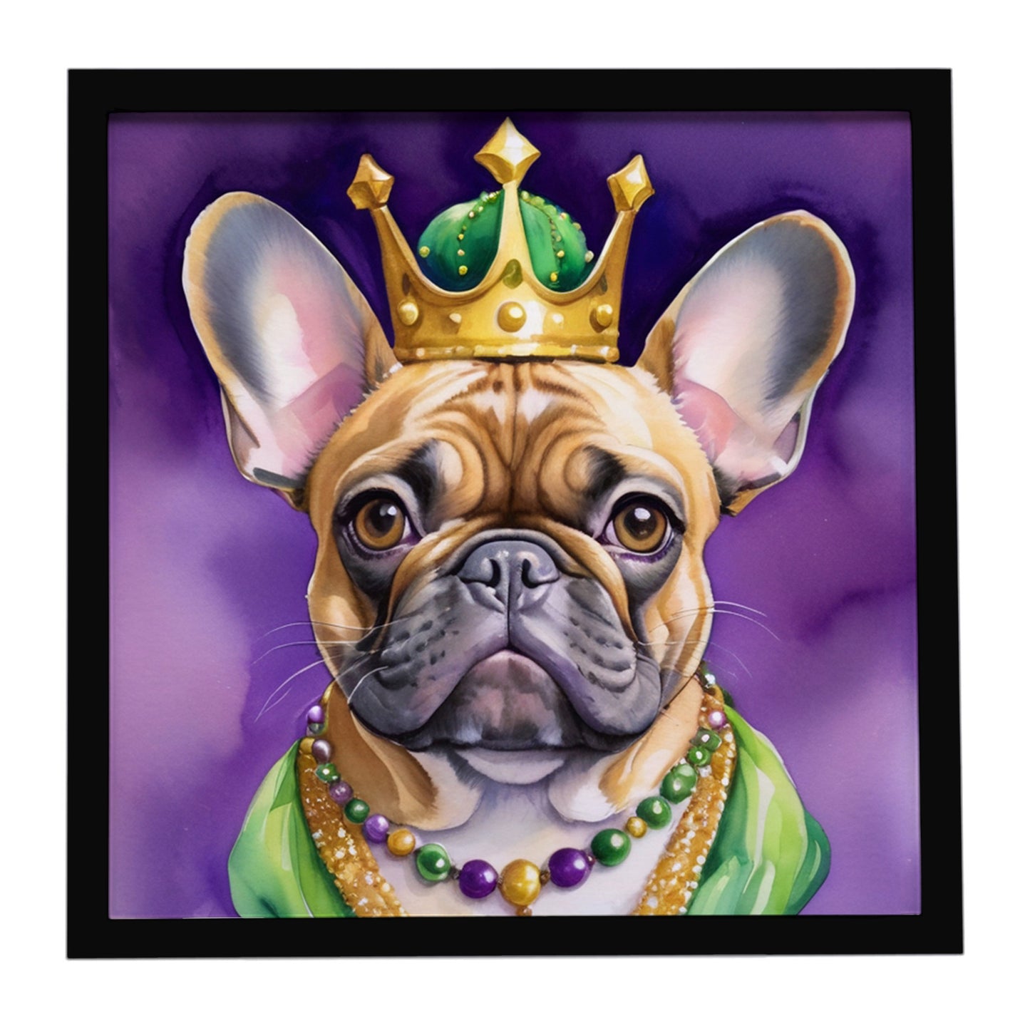 Buy this French Bulldog King of Mardi Gras Framed Metal Print