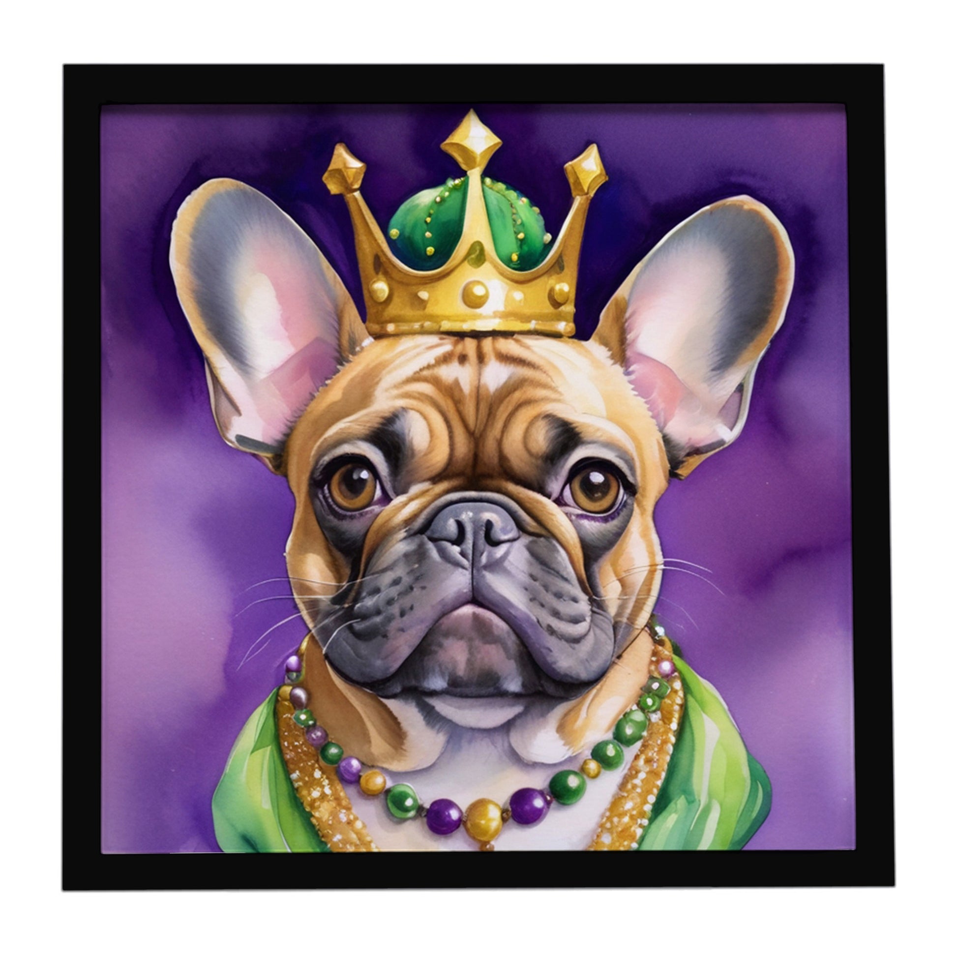 Buy this French Bulldog King of Mardi Gras Framed Metal Print