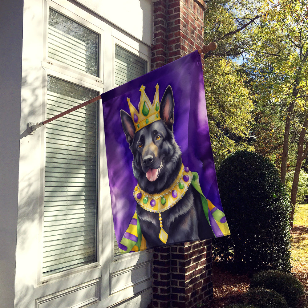 Black German Shepherd King of Mardi Gras House Flag