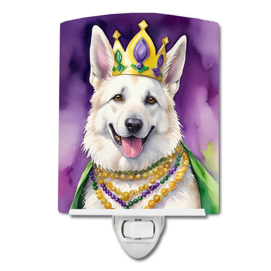 Buy this White German Shepherd King of Mardi Gras Ceramic Night Light