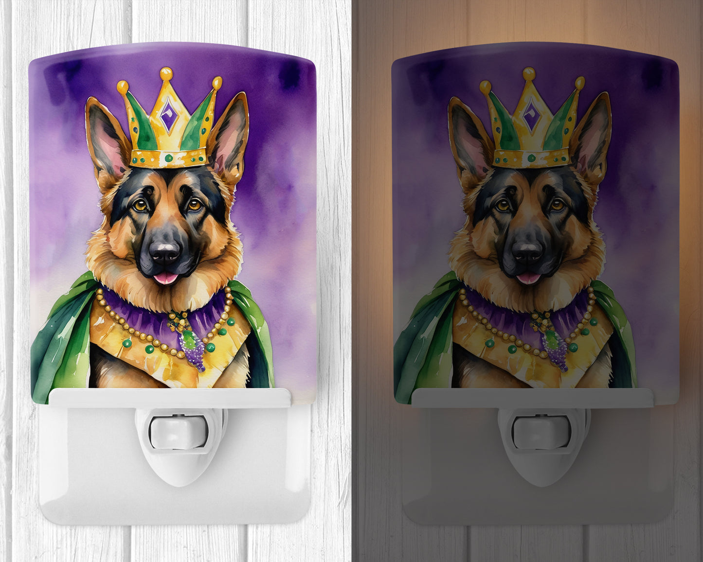 German Shepherd King of Mardi Gras Ceramic Night Light