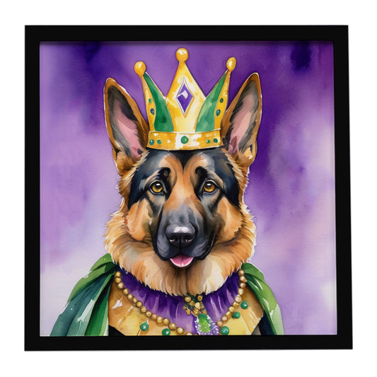 Buy this German Shepherd King of Mardi Gras Framed Metal Print