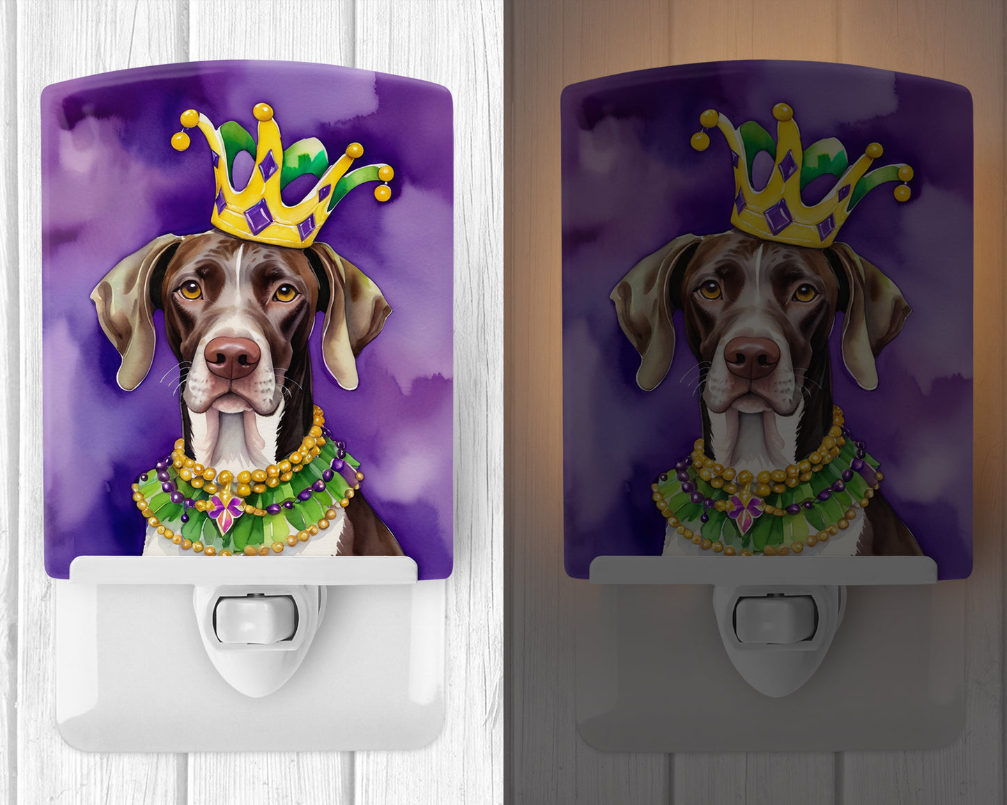 German Shorthaired Pointer King of Mardi Gras Ceramic Night Light