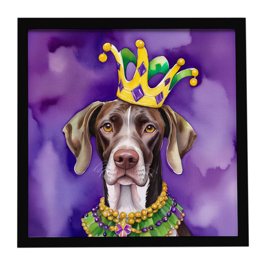 Buy this German Shorthaired Pointer King of Mardi Gras Framed Metal Print