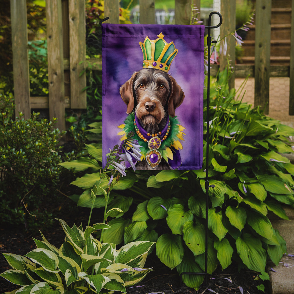 German Wirehaired Pointer King of Mardi Gras Garden Flag