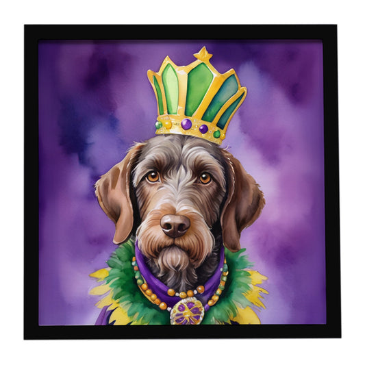Buy this German Wirehaired Pointer King of Mardi Gras Framed Metal Print