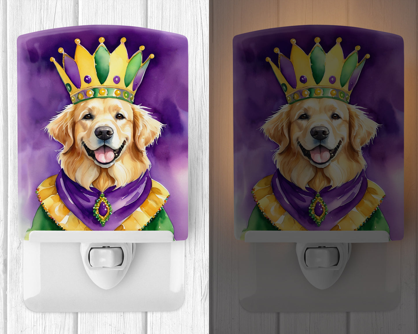 Golden Retriever King of Mardi Gras Ceramic Night Light