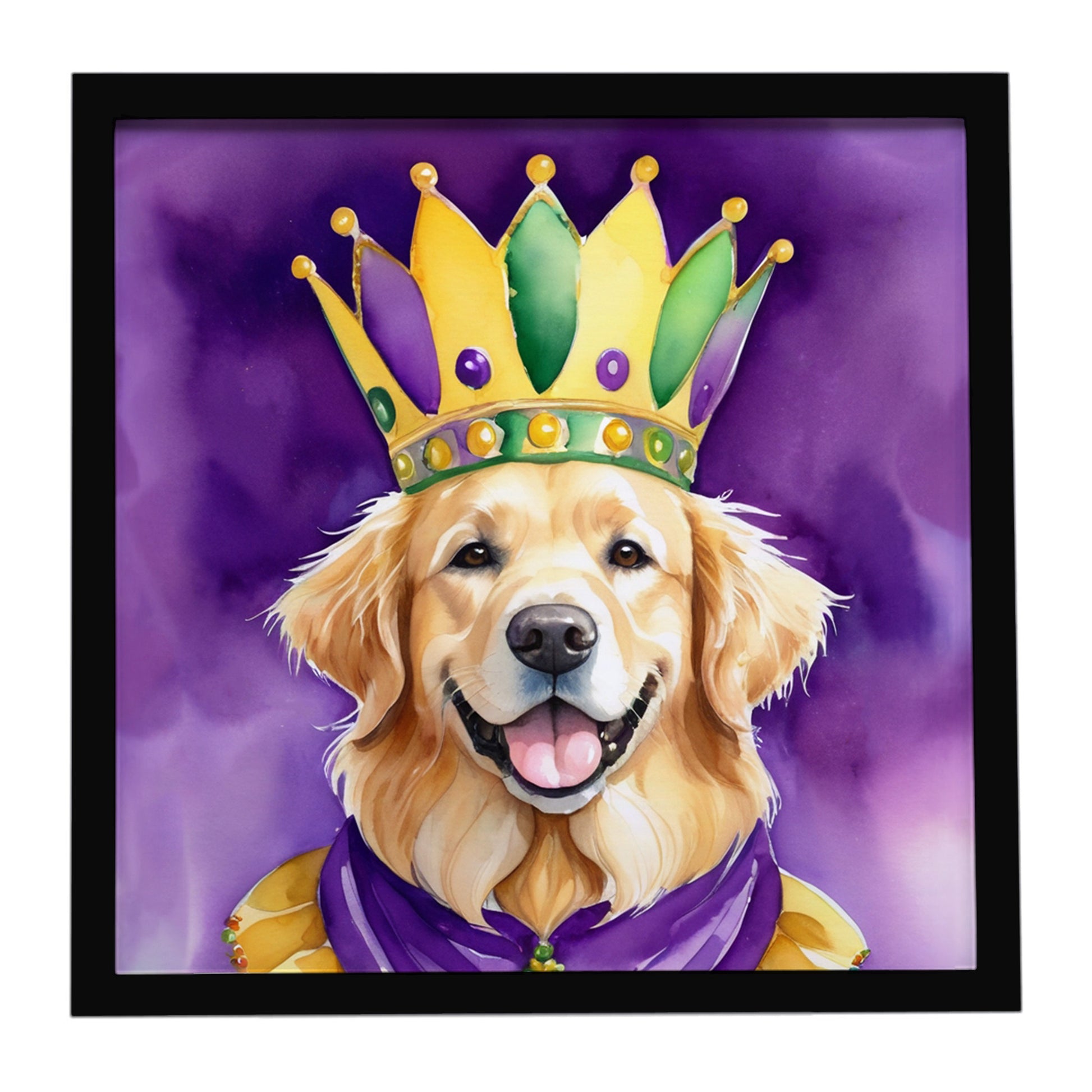 Buy this Golden Retriever King of Mardi Gras Framed Metal Print