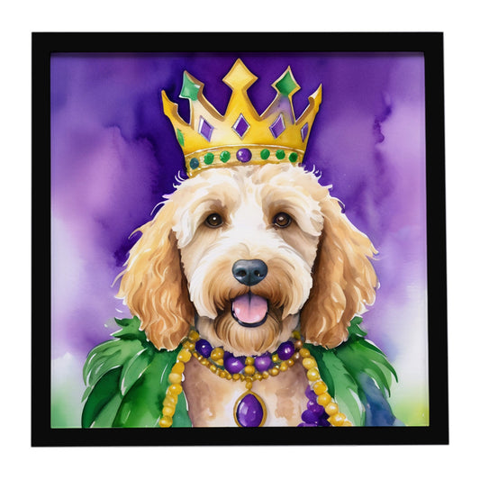 Buy this Goldendoodle King of Mardi Gras Framed Metal Print