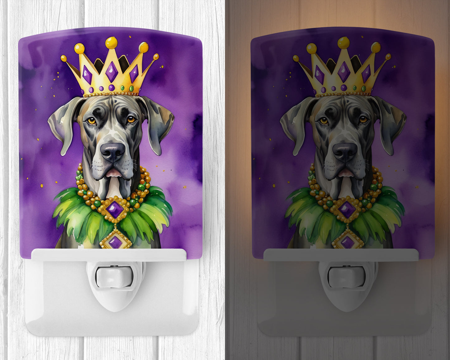 Great Dane King of Mardi Gras Ceramic Night Light