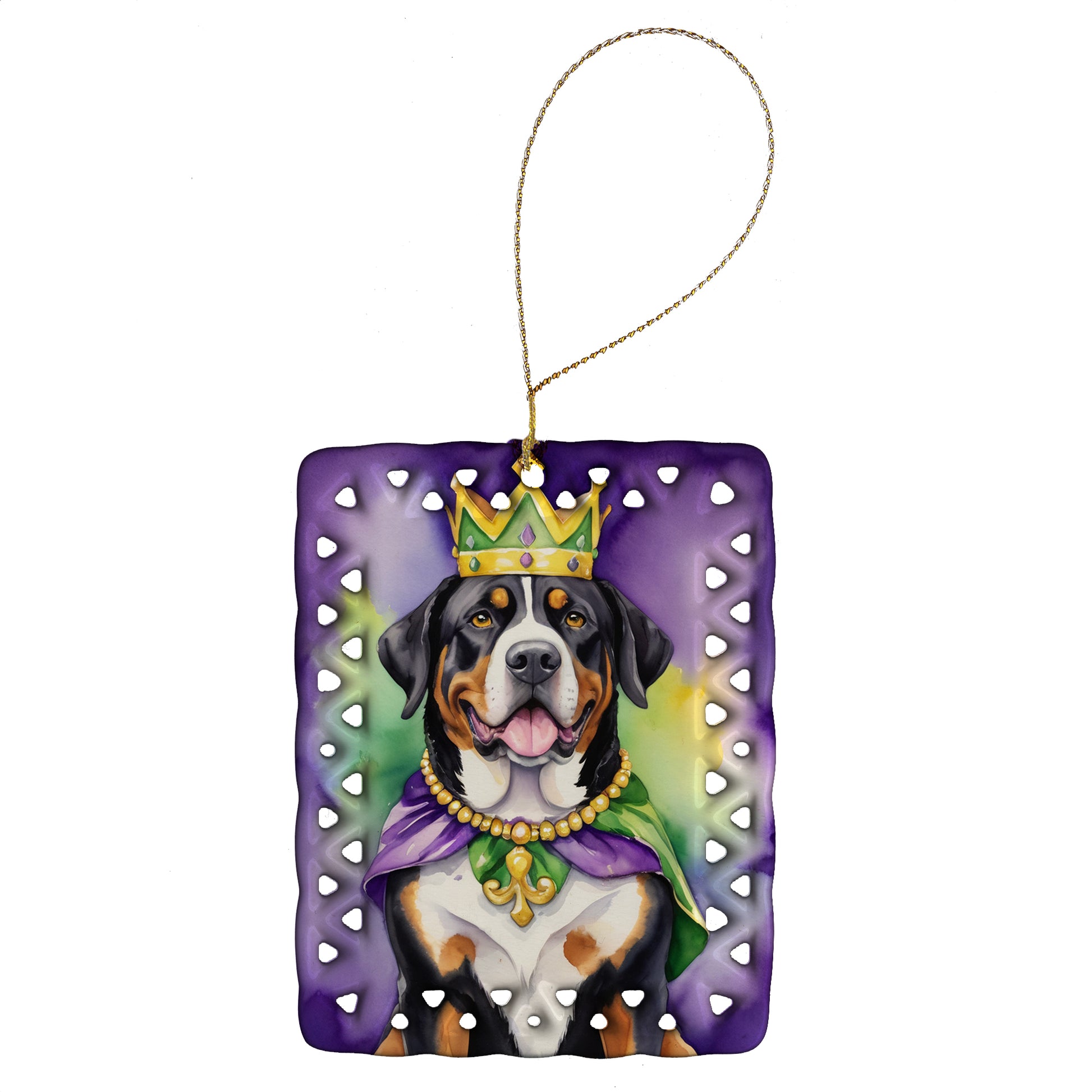 Buy this Greater Swiss Mountain Dog King of Mardi Gras Porcelain Ornament