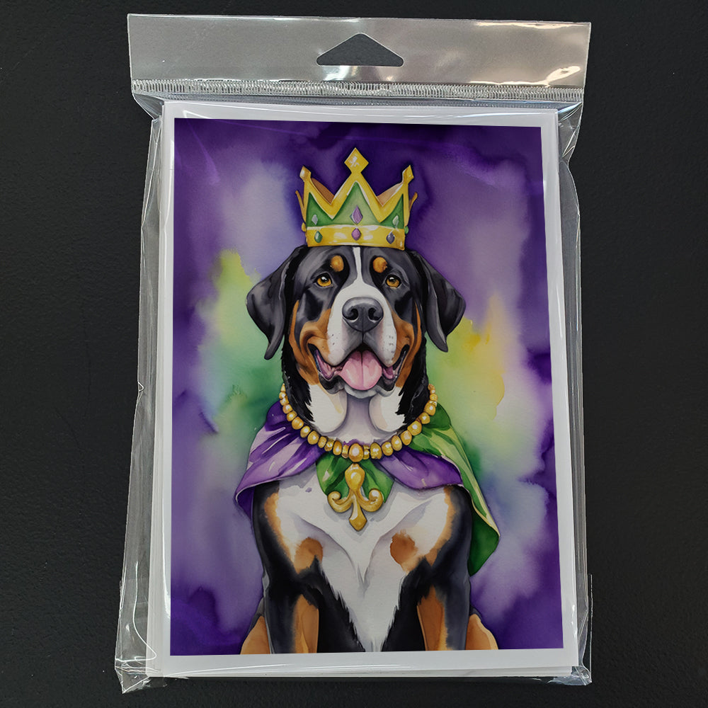 Greater Swiss Mountain Dog King of Mardi Gras Greeting Cards Pack of 8