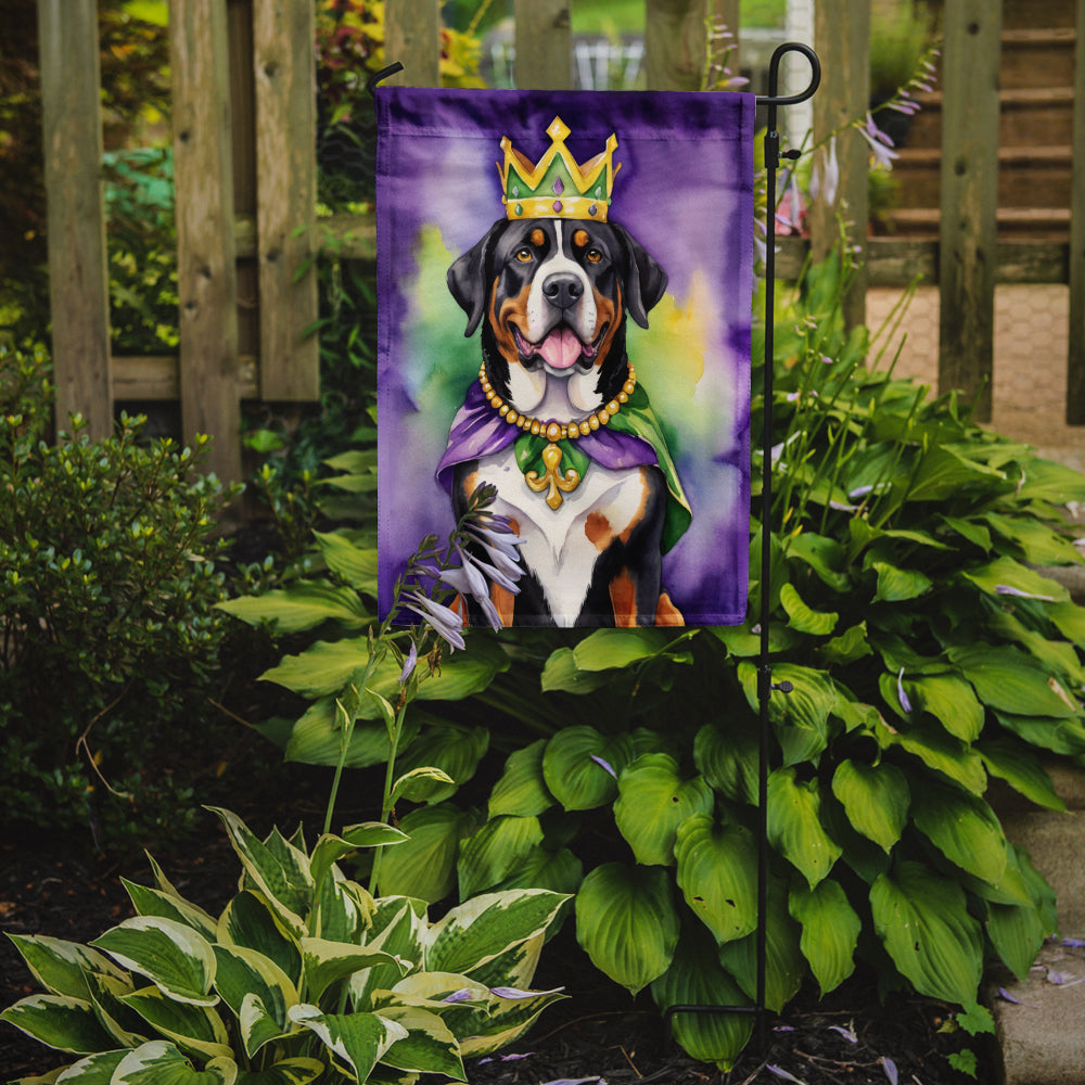 Greater Swiss Mountain Dog King of Mardi Gras Garden Flag