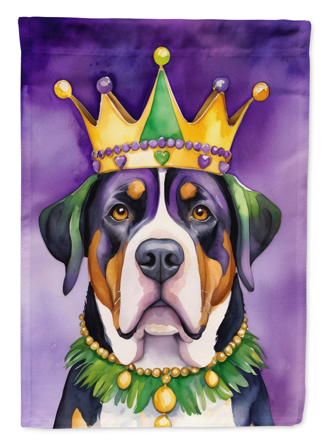 Buy this Greater Swiss Mountain Dog King of Mardi Gras House Flag