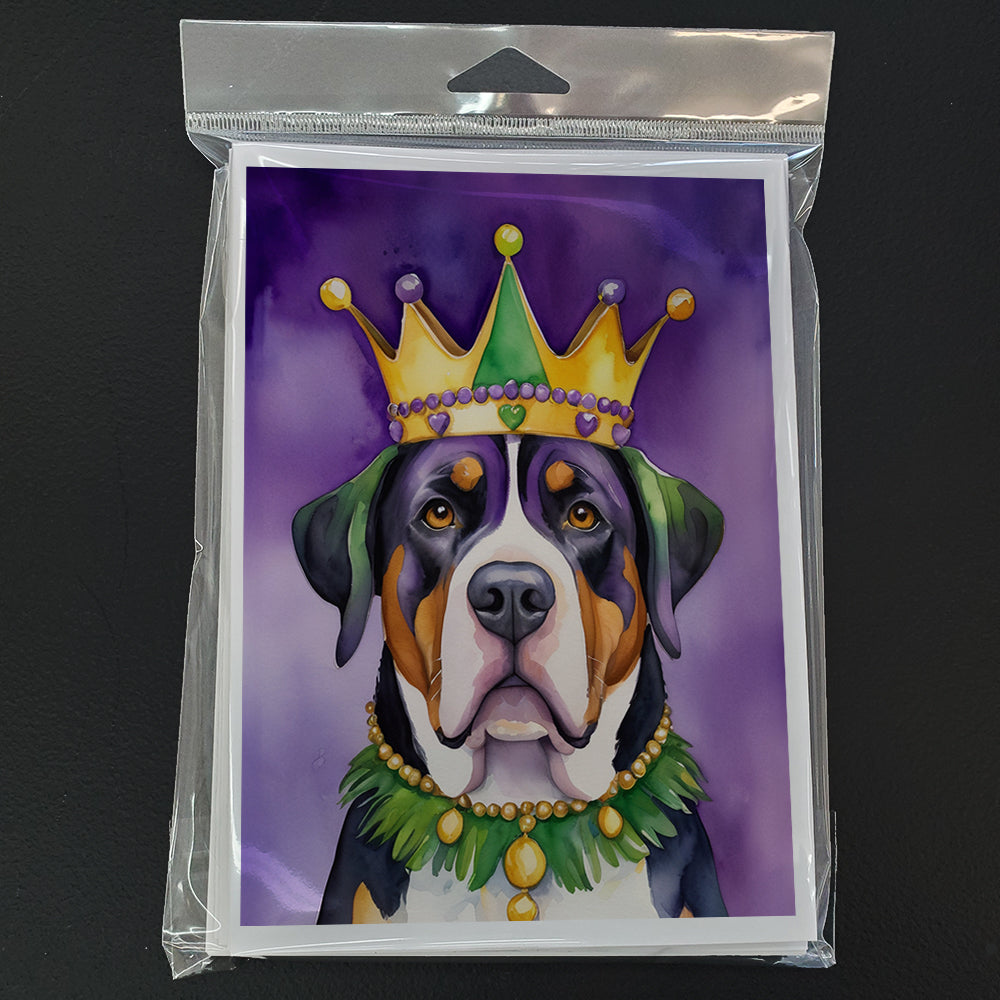 Greater Swiss Mountain Dog King of Mardi Gras Greeting Cards Pack of 8