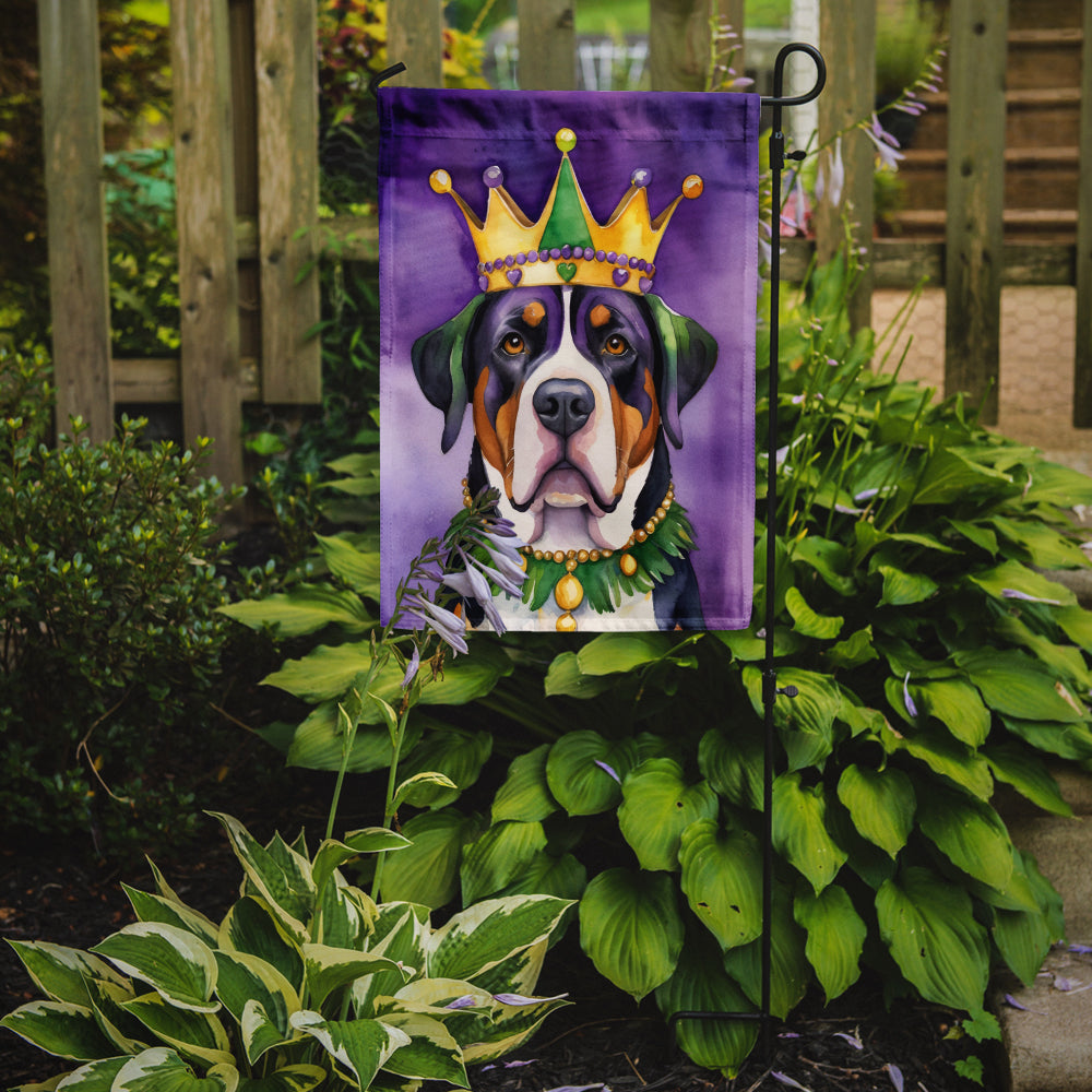 Greater Swiss Mountain Dog King of Mardi Gras Garden Flag