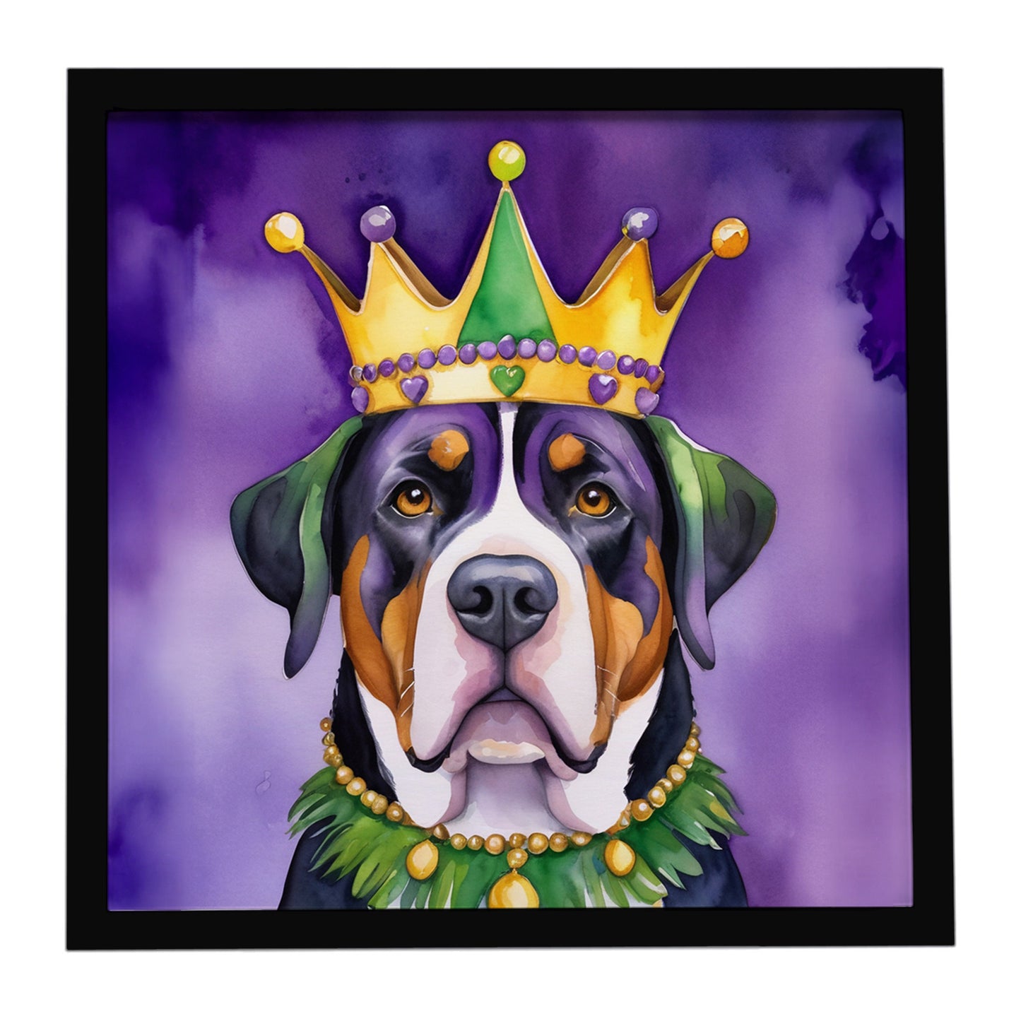 Buy this Greater Swiss Mountain Dog King of Mardi Gras Framed Metal Print