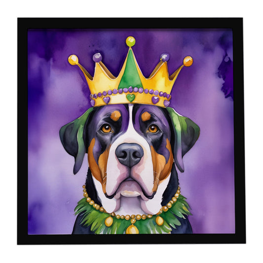 Buy this Greater Swiss Mountain Dog King of Mardi Gras Framed Metal Print
